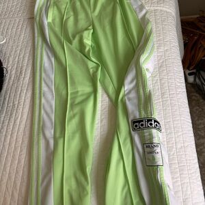 Adidas Neon Green and White Track Pants